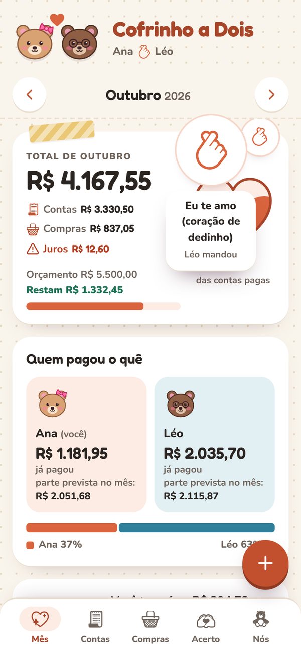 Adesivo do Léo na tela da Ana: eu te amo